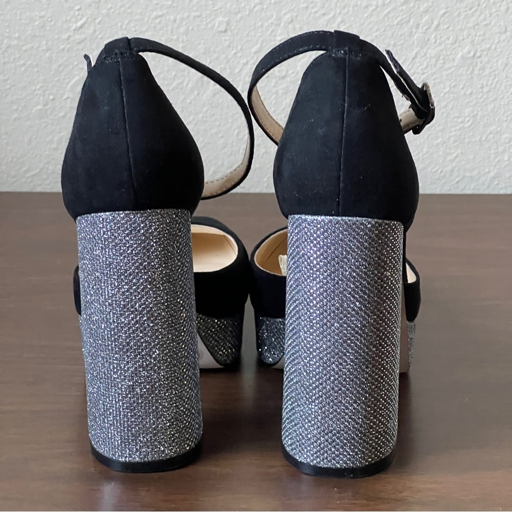 Jessica Simpson Katina Sparkly Velvety Platform Chunky Heels - Size 6 - Picture 3 of 11